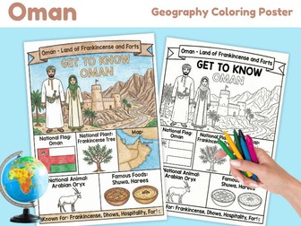 Oman Geography Coloring Poster | Country Facts & Culture Activity