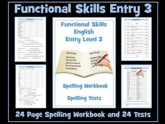 Entry Level English Functional Skills - Spelling Practice and Spelling Tests