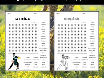 Dance Word Search Puzzle