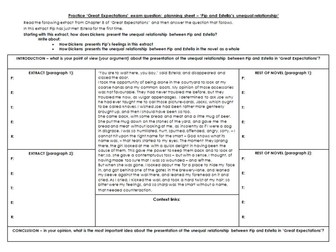 GCSE Great Expectations Exam Question Planning Sheet - Pip & Estella's unequal relationship