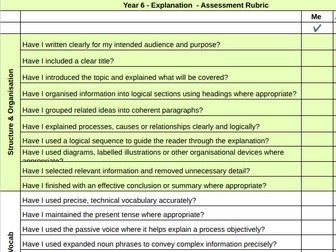 Year 6 Writing Assessment Rubrics