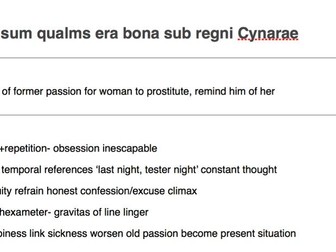A* English Literature Student Notes on Non Sum Qualis Eram Bona Sub Regno Cynarae