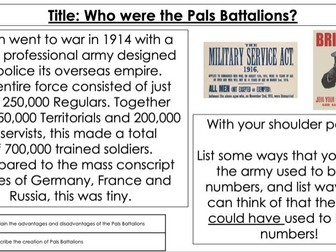 Pals Battalions lesson