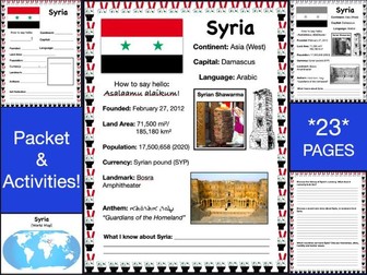 SYRIA History & Geography, Travel The World Worksheet