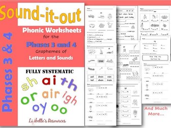 Phonics  Worksheets for Phase 3 and Phase 4