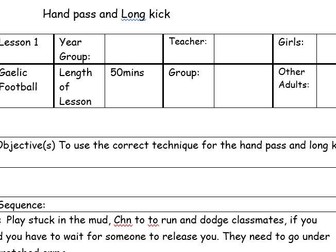 Primary Gaelic Football 6 week plan