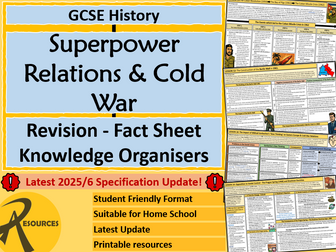 Cold War & Superpower Relations - Knowledge Organisers - Revision - GCSE History