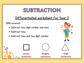 Year 2 | Subtraction | Differentiated worksheet
