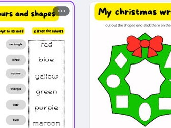 Christmas wreath colour shapes trace stick