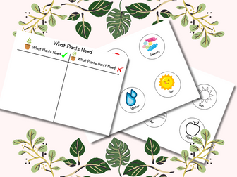 Growing Plants – What Plants Need to Grow – Cut and Stick & Colouring Activity
