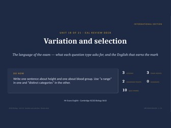 IGCSE Biology 0610 U18 Variation and selection — EAL