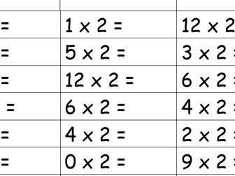 Mixed times tables tests
