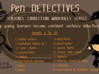 KS2 Capital Letters and Full Stops - Pen Detectives Level 1 Sentence Correction Worksheets