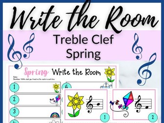 Spring Treble Clef Write the Room for Primary Music Lessons