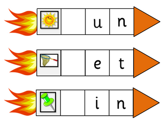 CVC Word Phonics Rockets - Missing Initial Sounds