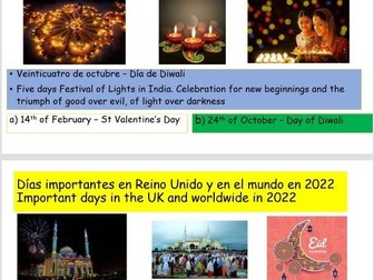 Las fechas y eventos culturales - Dates and cultural events