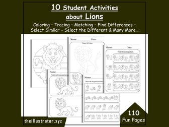 10 Printable Student Activities About Lions for Kids Creativity