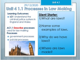Criminology Unit 4 1.1 Law Making