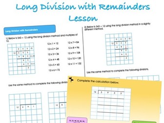 Year 6 Four Operations - Long Division with Remainders Lesson