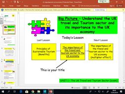Travel and Tourism BTEC first level 2 - UNIT 1 - lesson 6 - Importance to UK Economy