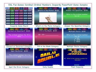 Cardinal-Ordinal Numbers Jeopardy PowerPoint Game