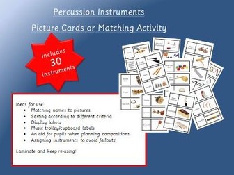 Perscussion Instruments Picture Cards or Labels