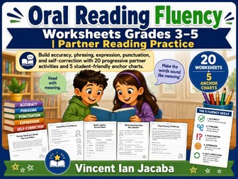 Oral Reading Fluency Worksheets Grades 3–5 | Partner Reading Activities & Anchor Charts