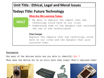 KS3 - Ethical, Moral and Legal Issues (5 x 1 Hour Lessons)