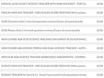 GCSE and KS3 Science tracking documents and 6 mark question templates
