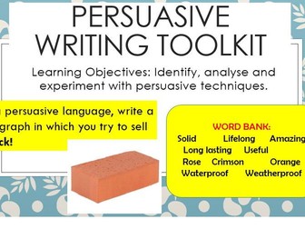 Persuasive Writing Scheme Suitable for Yr 7-8