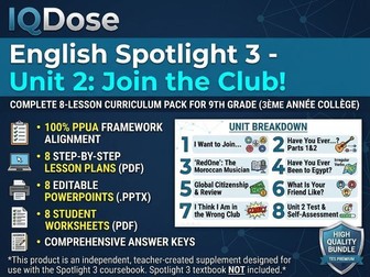 ESL Bundle: School Clubs & Present Perfect | Spotlight 3 Unit 2 (3AC)