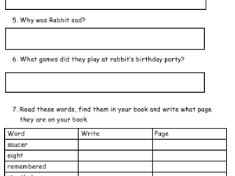 Rabbit's Surprise Birthday Rigby Star Purple Reading Comprehension