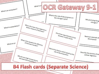 OCR GCSE Biology (9-1) B4 Separate Science and Combined Science Flash Cards