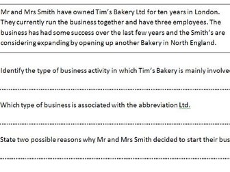 OCR Applied Business - Business in action - Past Paper styled Assesment