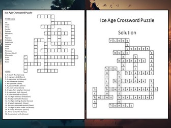 Ice Age Crossword Puzzle Worksheet Activity