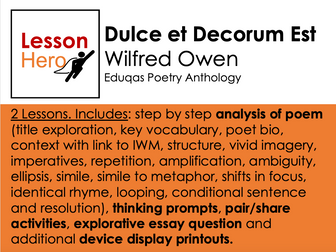 WJEC Eduqas Dulce et Decorum Est - Explore Context & Poem + Essay Task