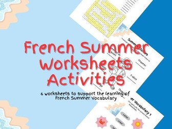 French Summer Worksheets Activity