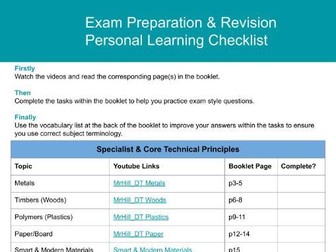 D&T Exam Revision & Task Booklet- AQA