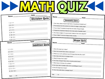 2024 Summer Math End of Term Quiz:Addition &  Subtracting,Multiplication,Arithmetic,Money,Fraction