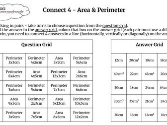 Connect 4 - Area and Perimeter