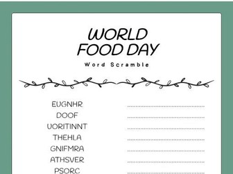 World Food Day word scramble puzzle worksheet Activity