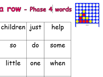 Phase 4 High frequency words game - four in a row