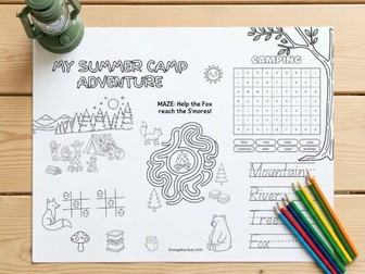Summer Camp Activity Placemat Printable for Kids