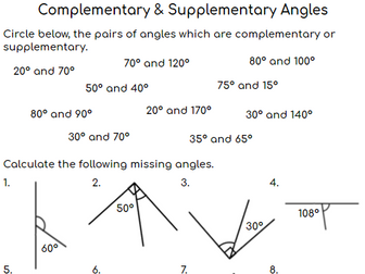 Complementary & Supplementary Angles