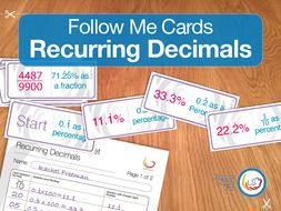 Follow Me Cards - Recurring Decimals as Fractions