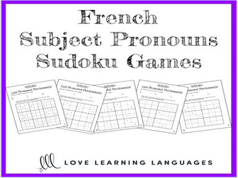 French subject pronouns sudoku games - Les pronoms personnels