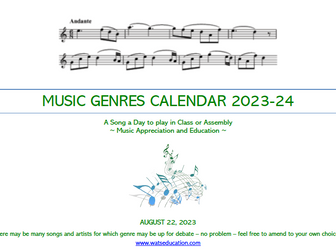 MUSIC GENRES CALENDAR 2023-24