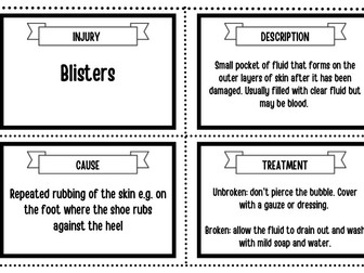 CIE IGCSE PE - minor injuries match-up card starter