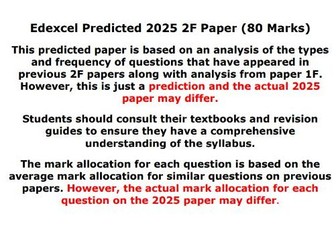 2025 Edexcel GCSE Foundation Paper 2 Predicted Paper