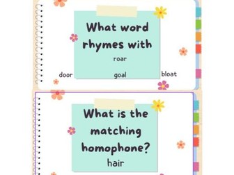 Rhyming Game and Homophone Games Presentation PPT